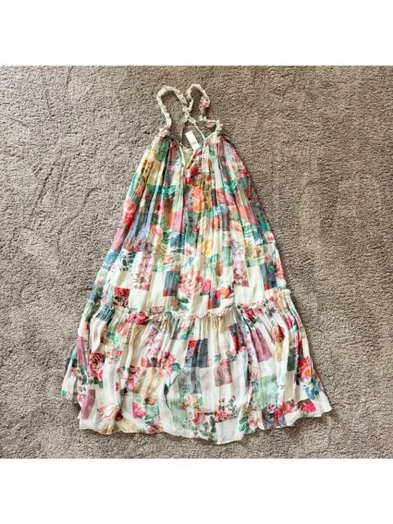 NEW Anthropologie Chiffon Shift Midi Dress Floral Sleeveless Beach Size XXSmall - Picture 2 of 12